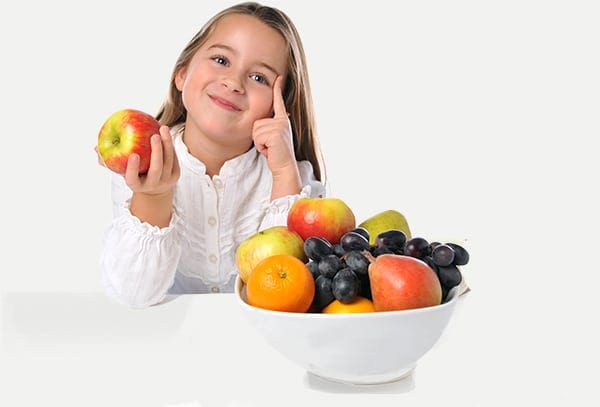 preschool program girl with fruit